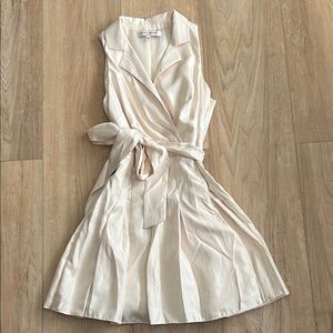 Evan Picone Cream Sleeveless Wrap Dress